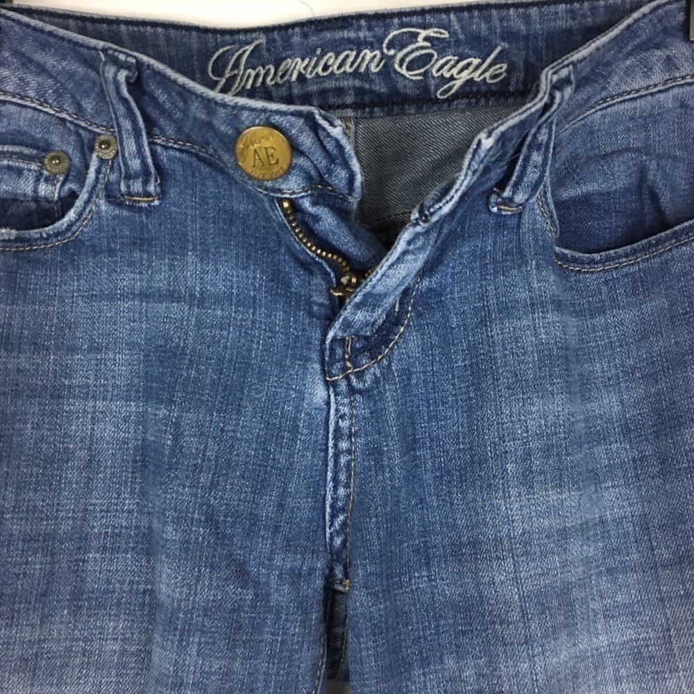 AMERICAN EAGLE Jeans Skinny Slim Low Rise Y2K Patchwork Boho Denim 4 Regular - Picture 5 of 12